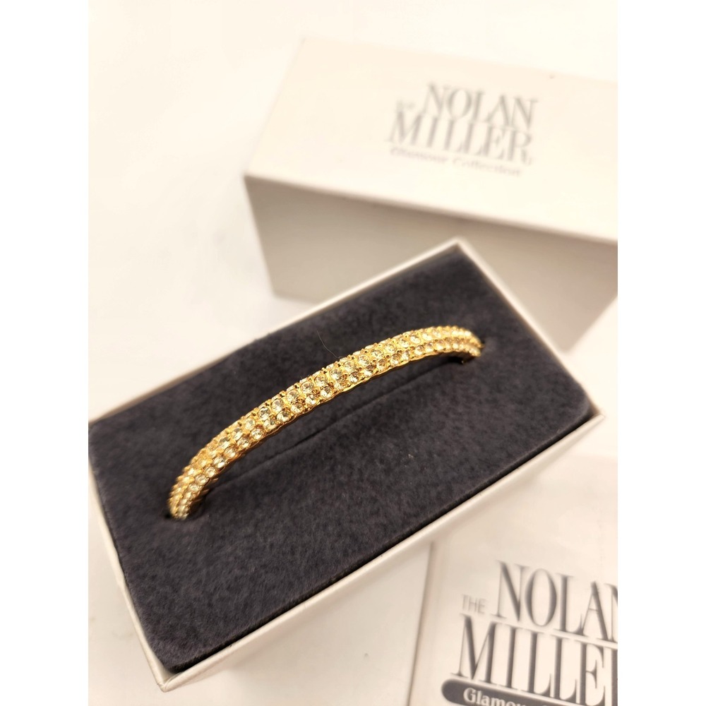 Nolan Miller Perfect Pave Bangle Gold Tone Yellow Rhinestone 2003